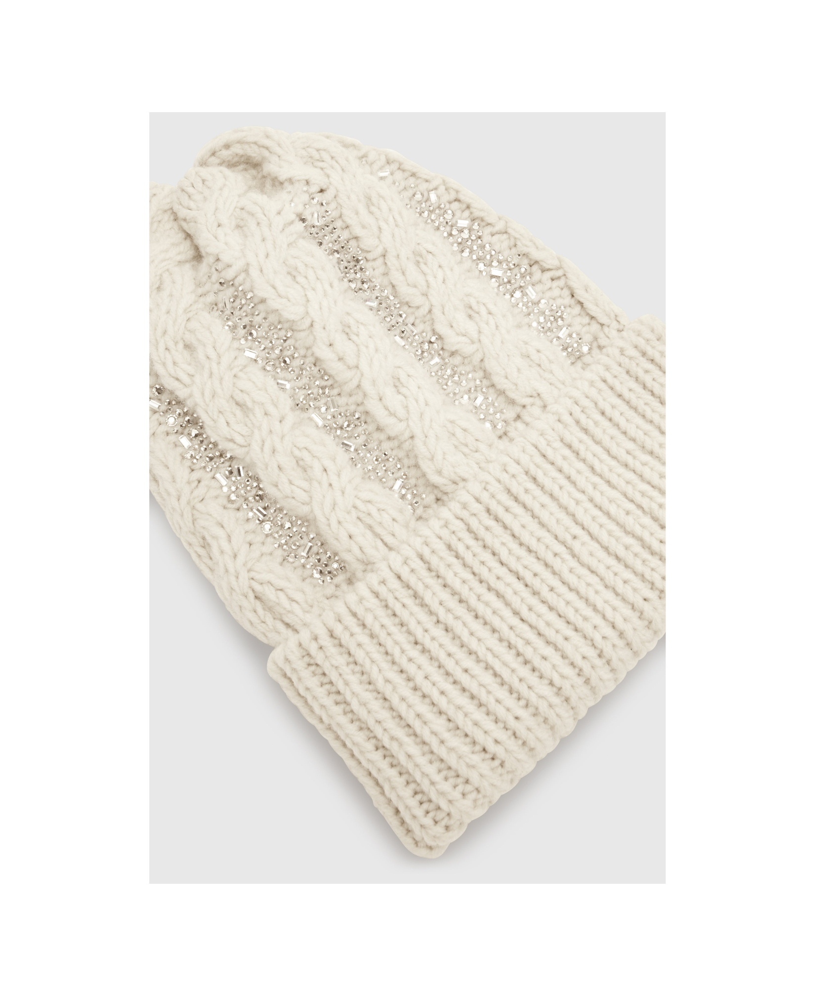 Ermanno Scervino Crystals Braided Beanie Hat In White