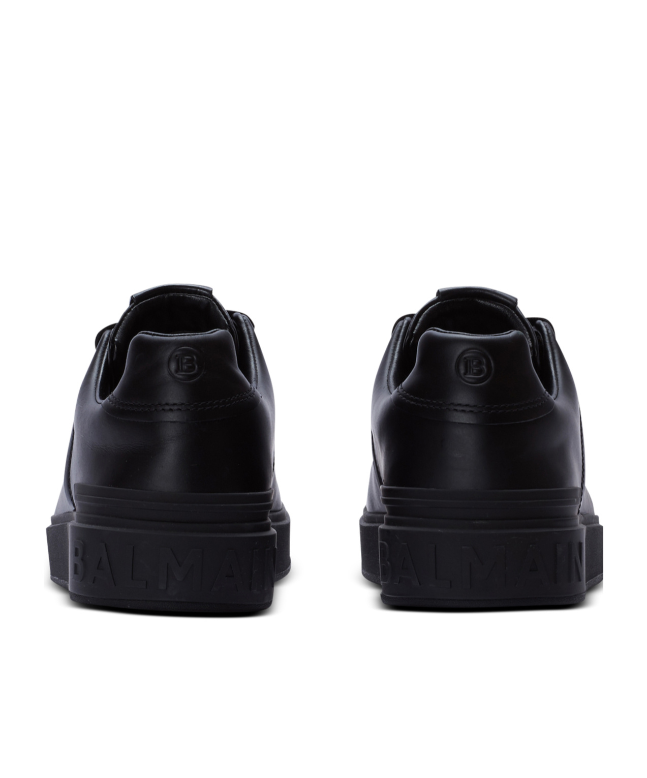 Balmain Black Low Top Sneakers With Logo In Leather In Black