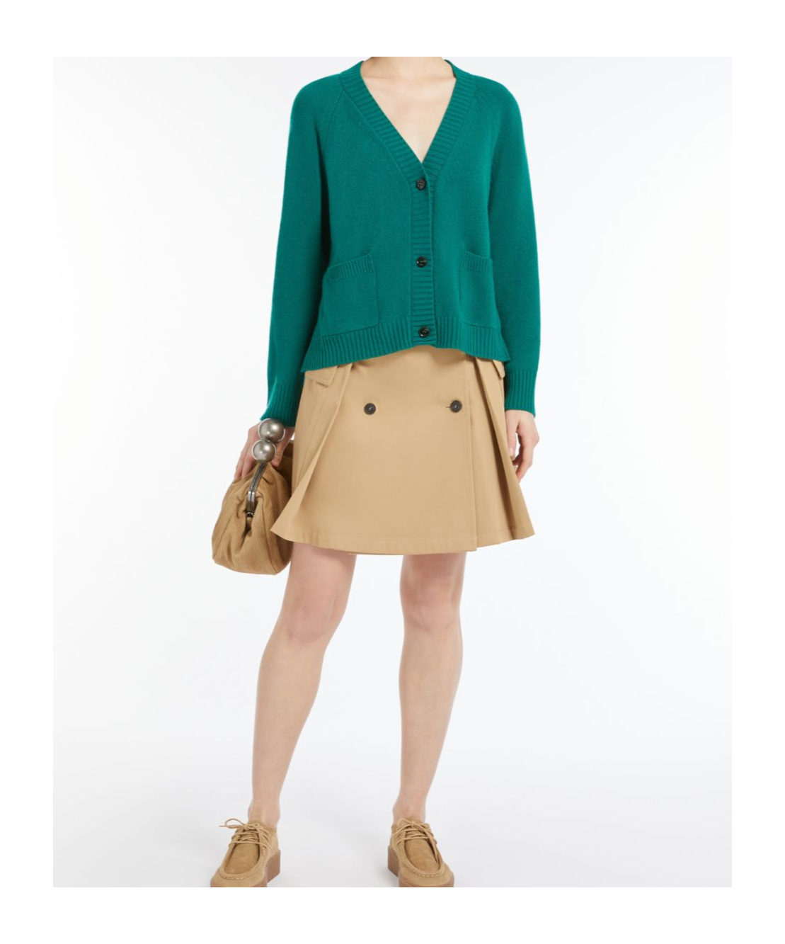 Weekend Max Mara V-neck Long-sleeved Sweater In Green
