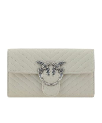 Pinko Logo-plaque Chain-linked Quilted Shoulder Bag In Gray