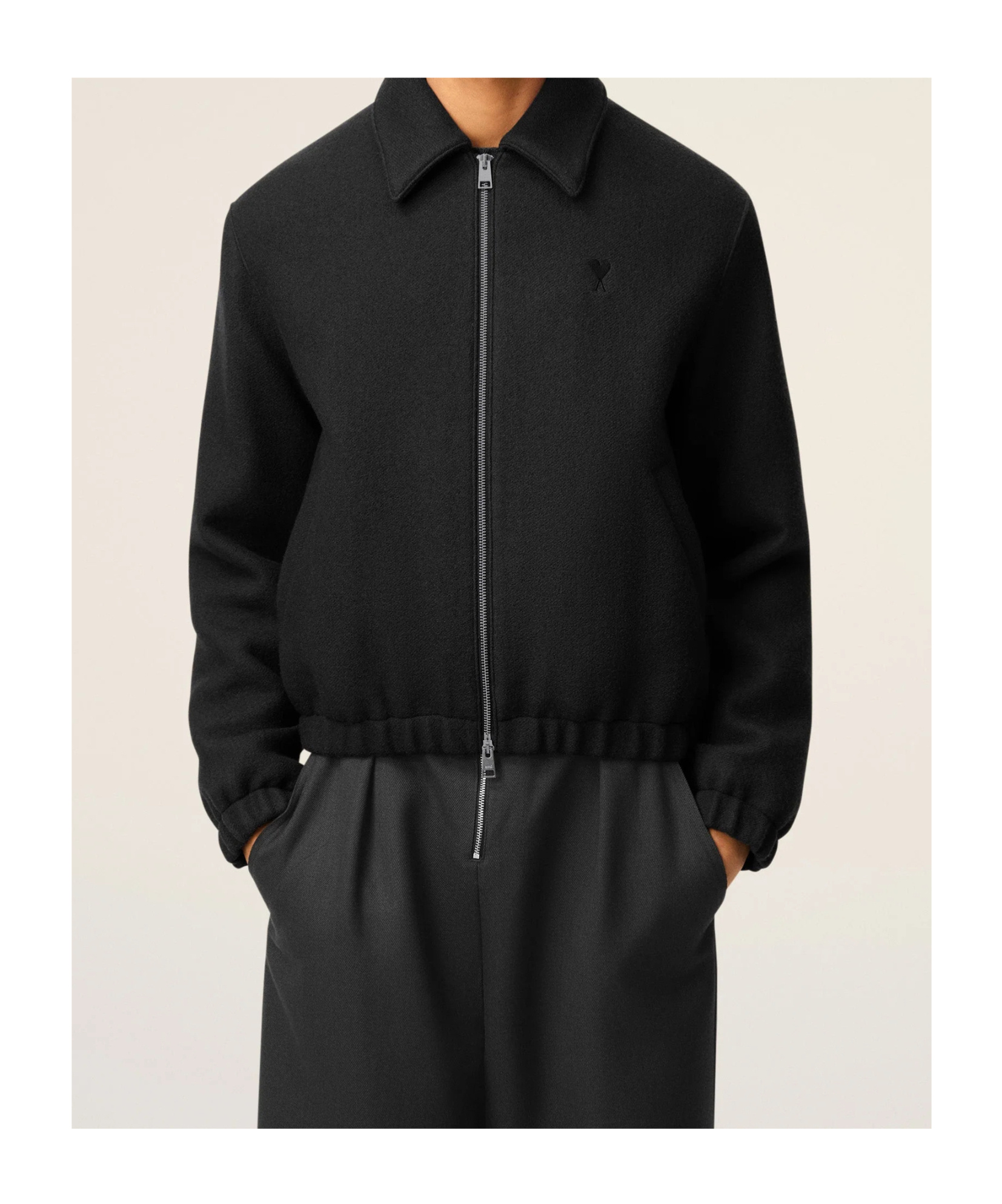 Ami Alexandre Mattiussi Black Technical Canvas Zipped Jacket Black In Black