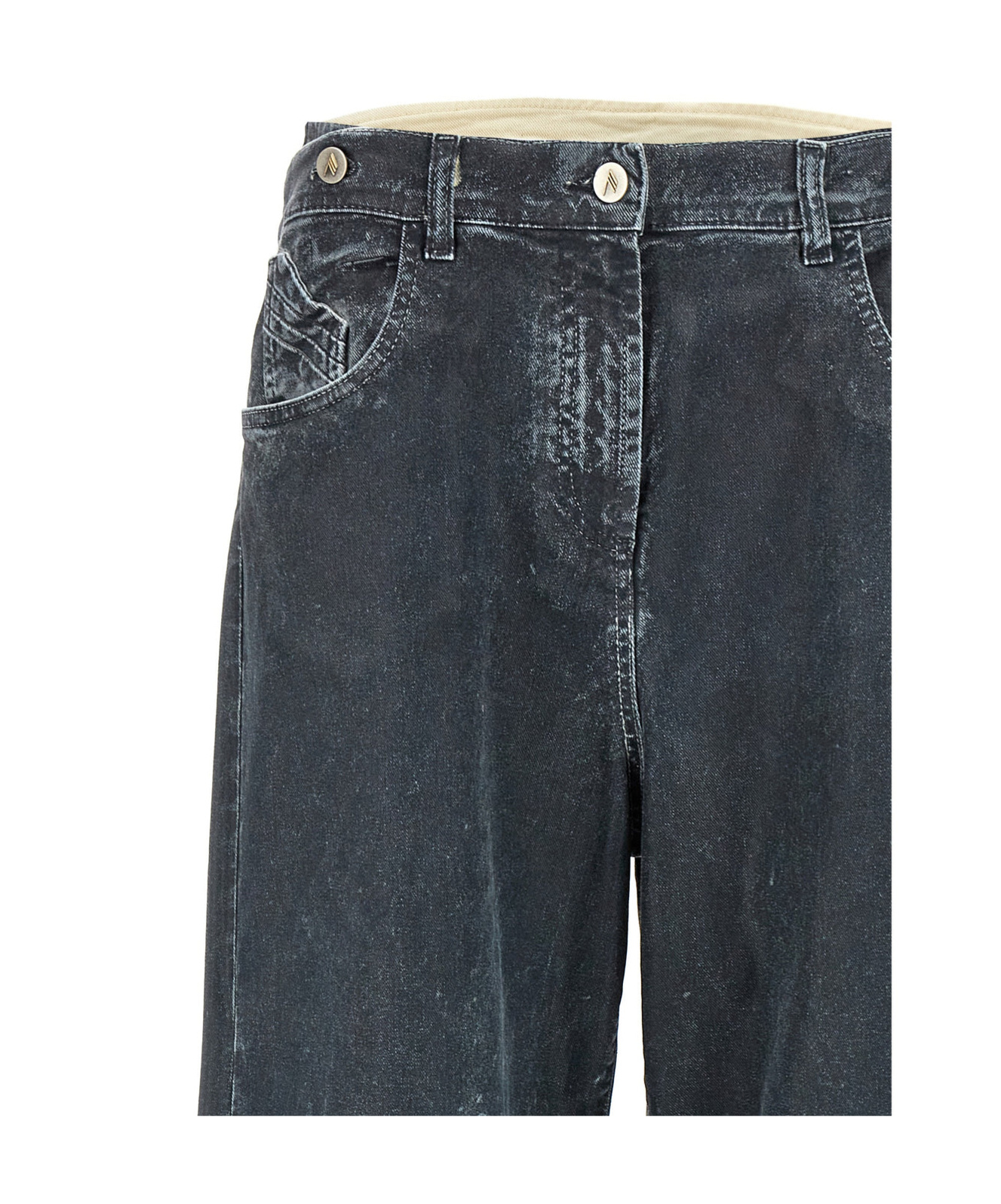 Attico Loose Fit Denim Trousers In Black