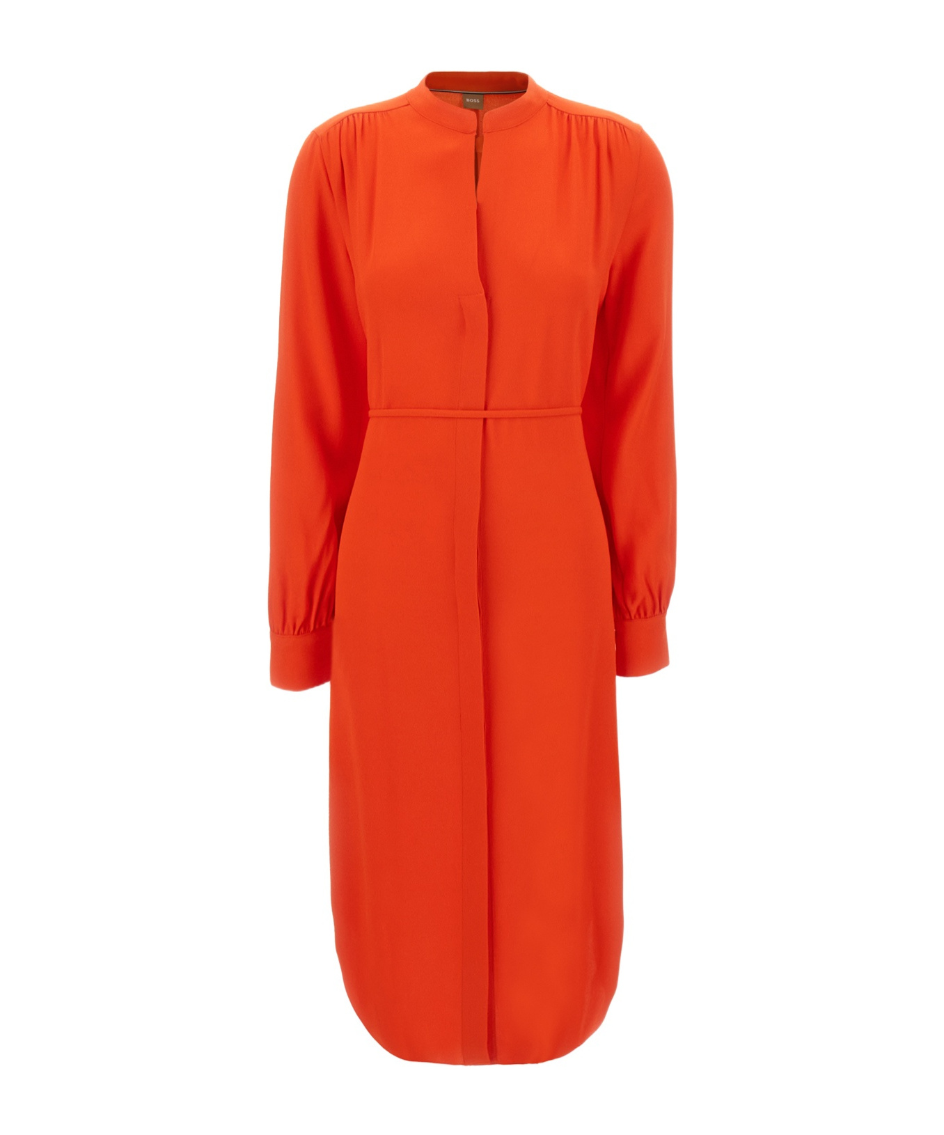 HUGO BOSS TIED-WAIST MIDI SHIRTDRESS 