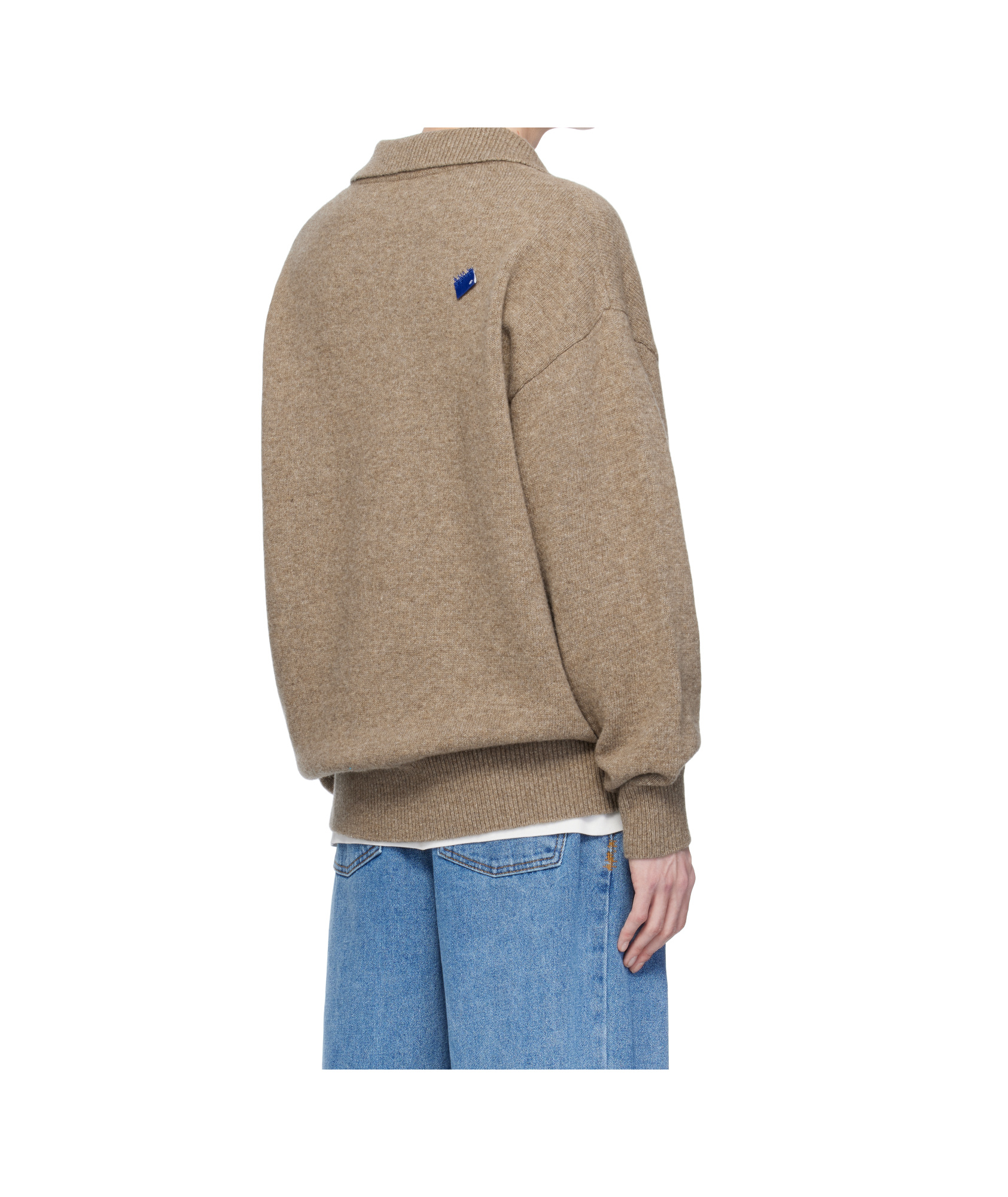 Ader Error Buttoned Polo-neck Sweater In Beige