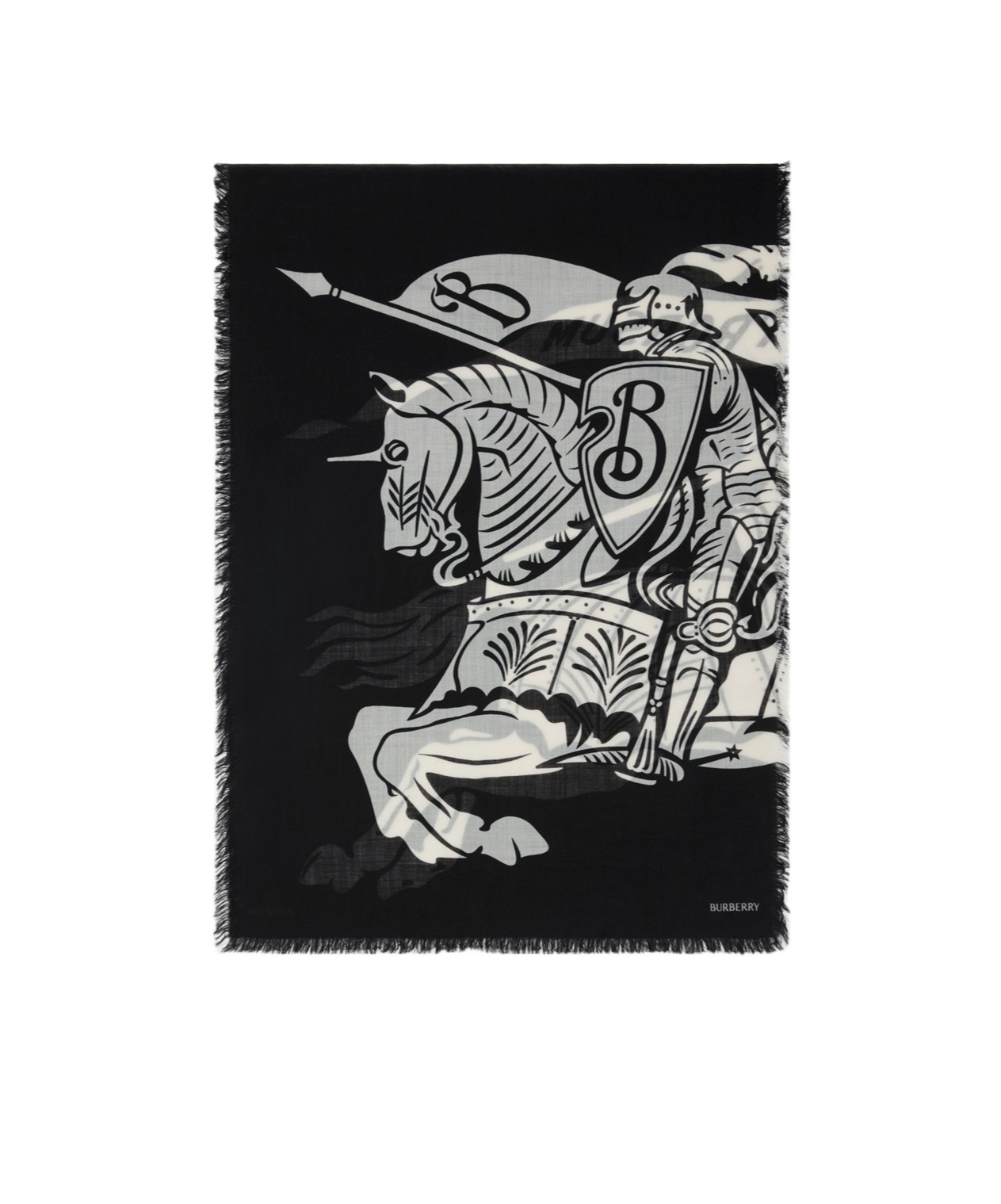 Burberry Wide Ekd Wool Scarf In Black/calico
