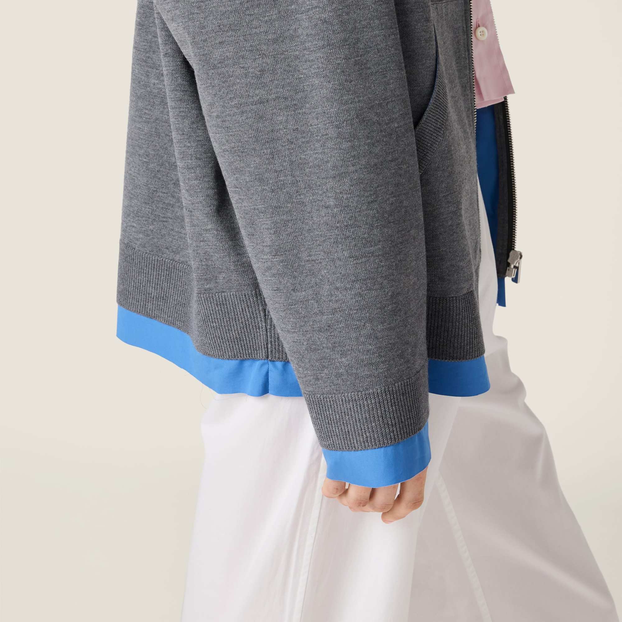Miu Miu Hooded Jacket In Gray