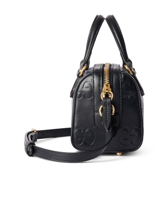 Gucci Mini Gg Leather Shoulder Bag In Black