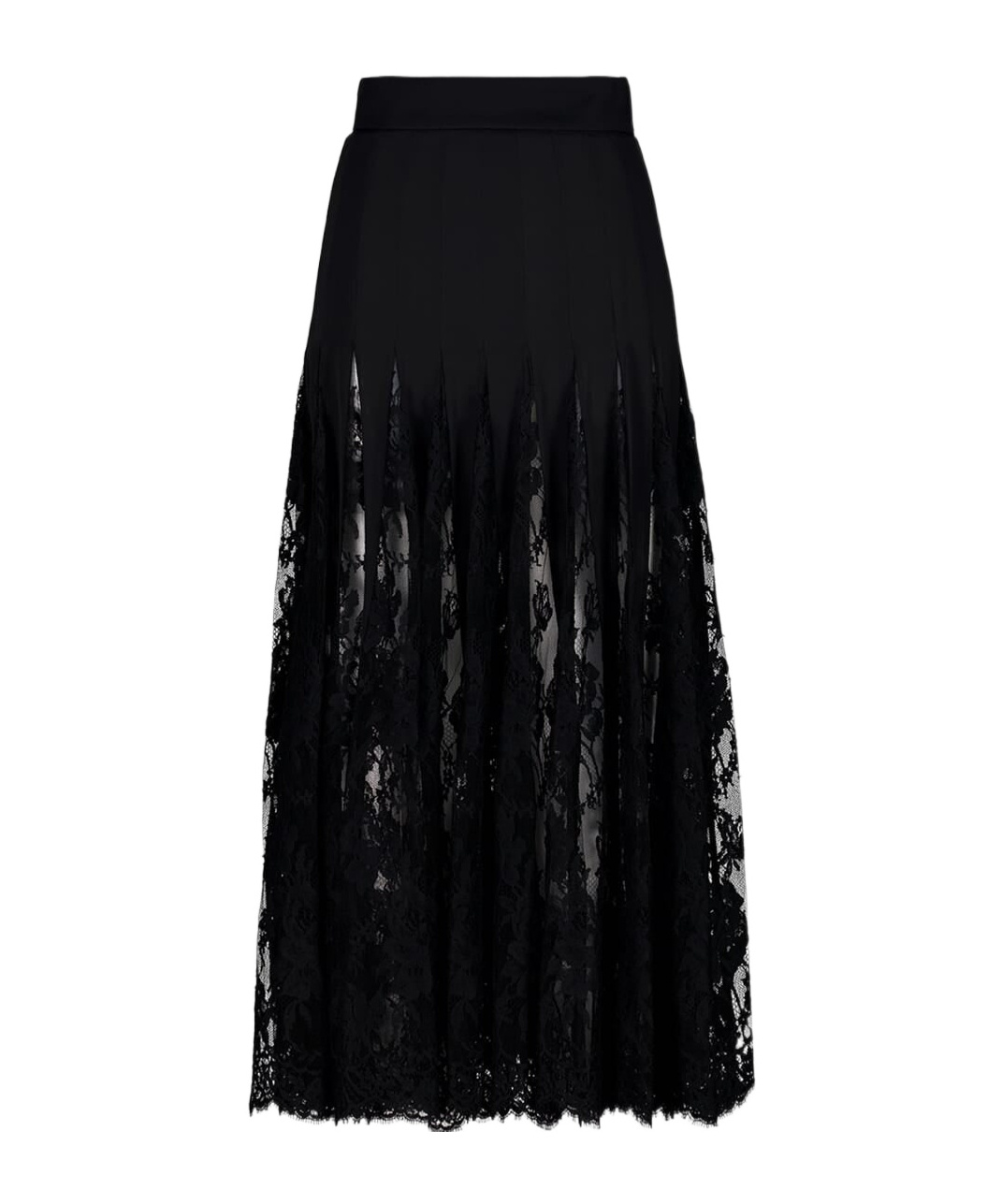 Dolce & Gabbana Dolce  Gabbana Lace Midi Charmeuse Skirt In Black