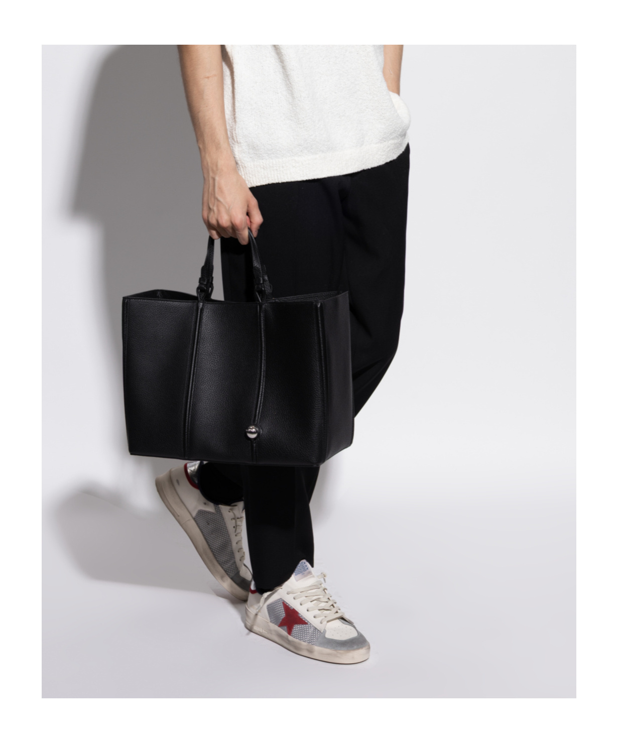 Golden Goose Stardan Leather And Net Upper Suede Toe And Star Laminated Heel Sneakers White