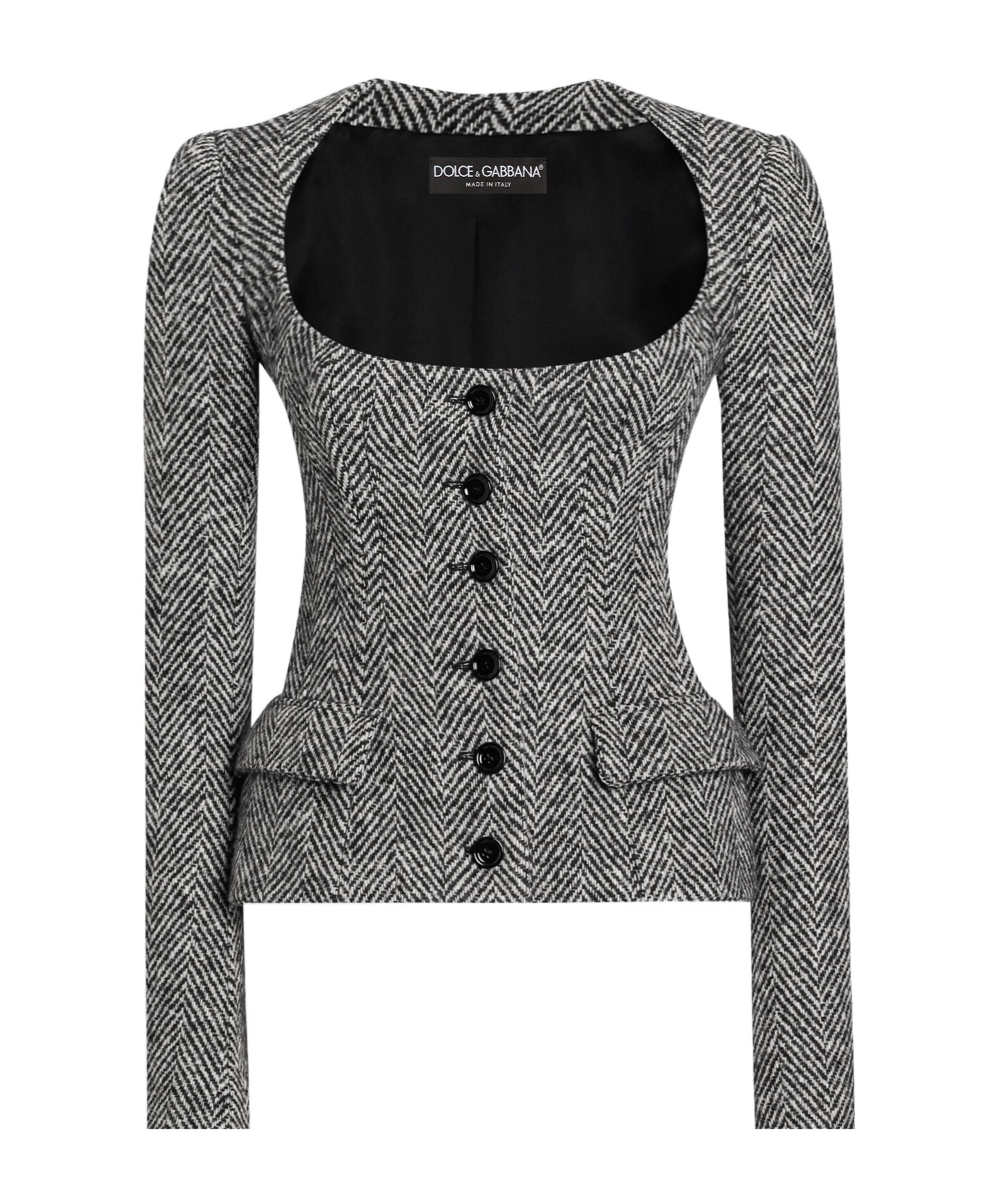 Dolce & Gabbana Herringbone-pattern Jacket In Gray