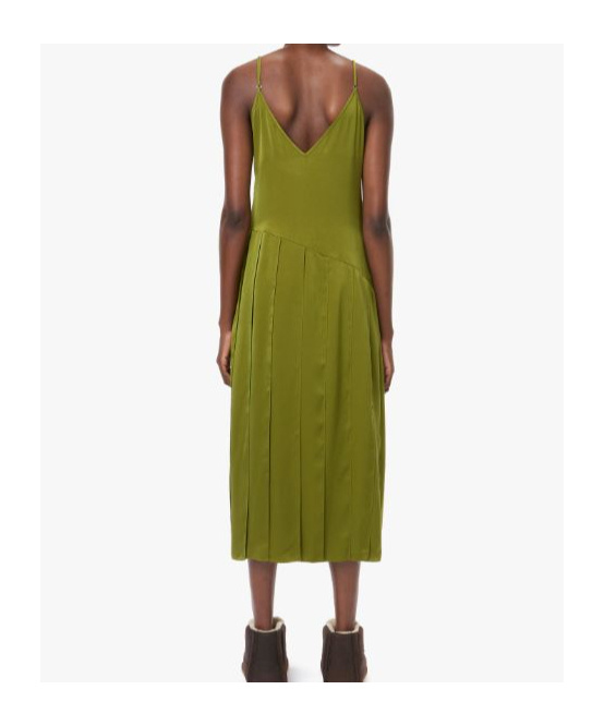 Jw Anderson Pleated Crepe De Chine Midi Dress In Green