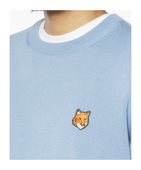 Maison Kitsuné Fox Head Patch Regular Sweater In Blue