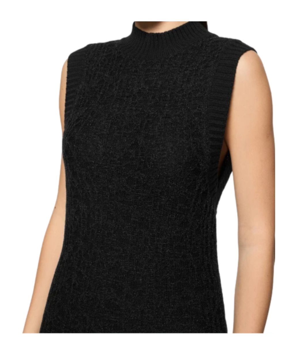 Dondup Slim-fitting Sleeveless Black Maxi Dress In Black