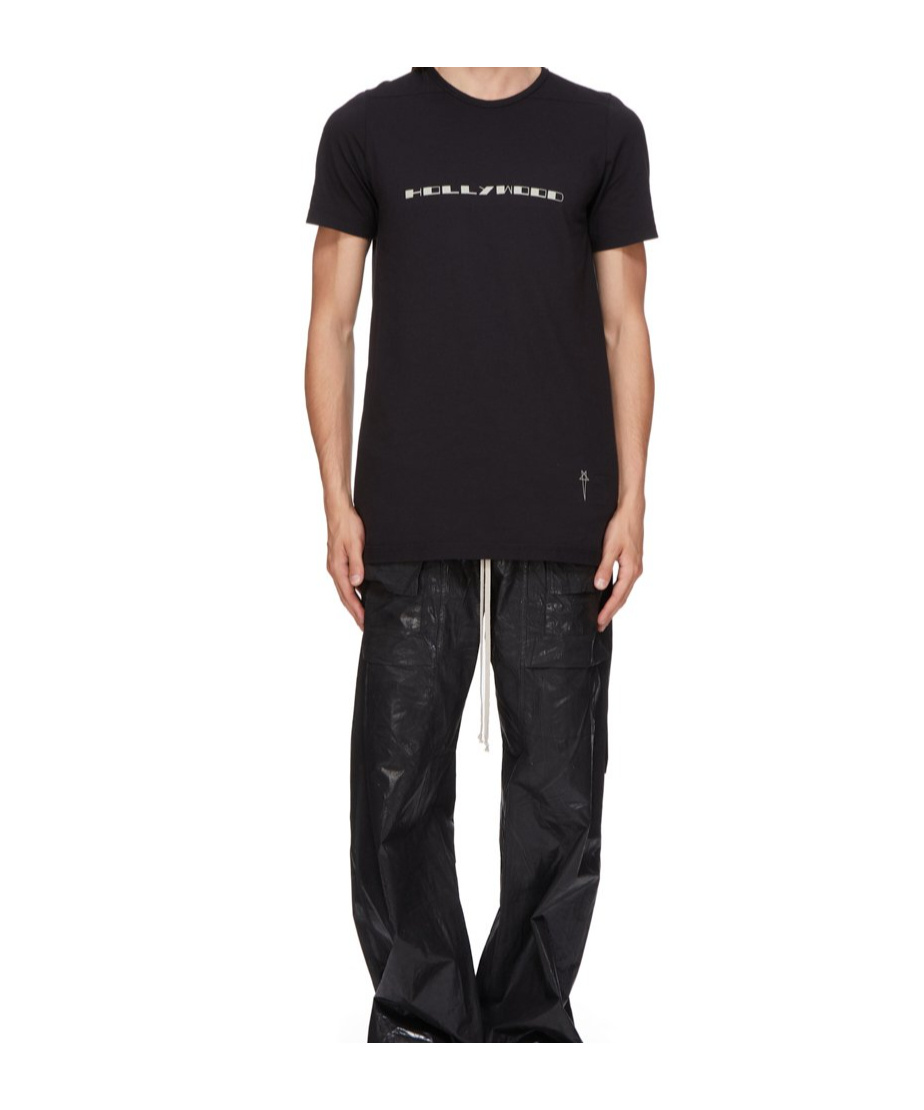 Rick Owens Drkshdw Level T-shirt With Asymmetric Hem And Graphic Print In Black