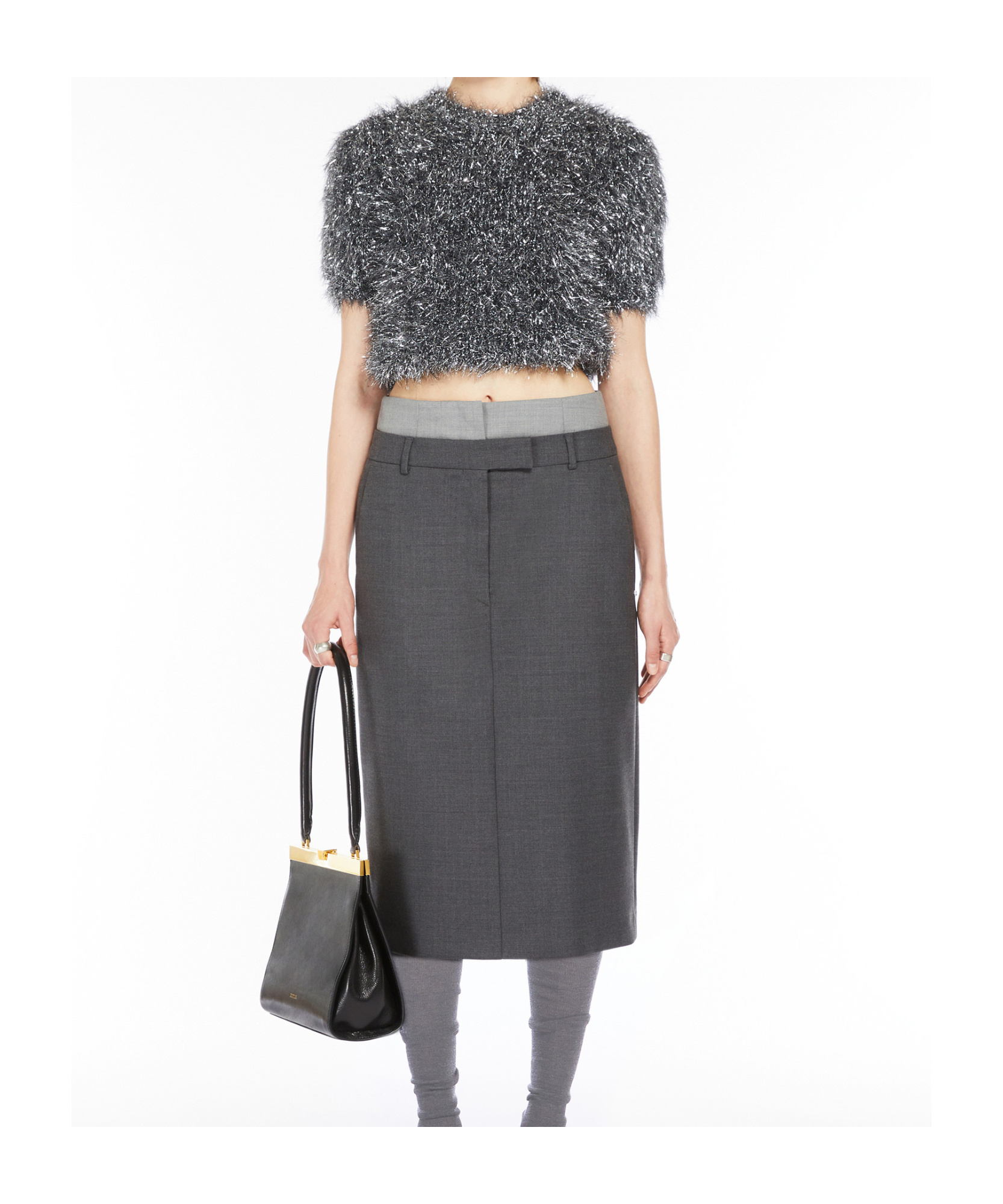 Sportmax Gold And Silver Short Sweater In Black