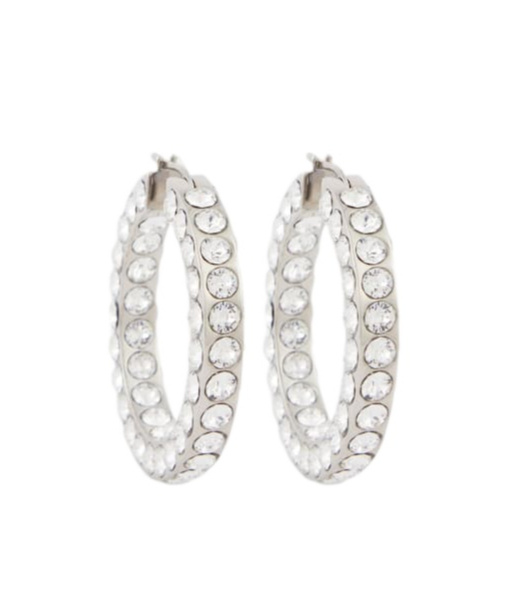 Amina Muaddi Jahleel Large Crystal-embellished Hoop Earrings In White