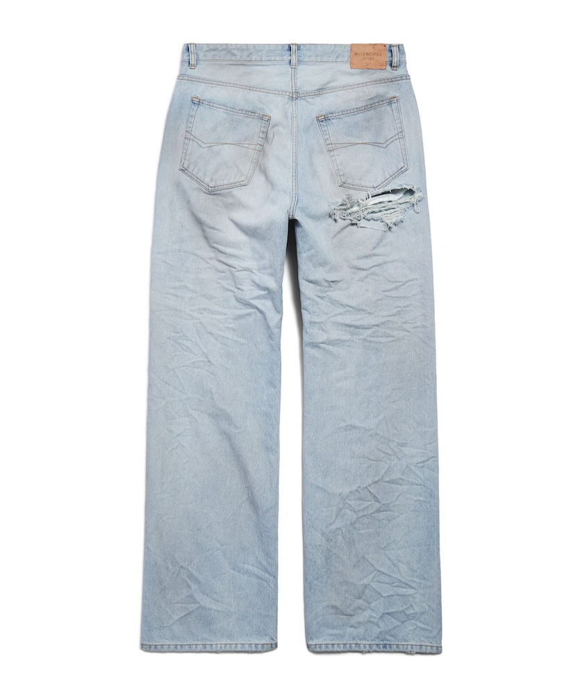 Balenciaga Men's Distressed Relaxed Fit Pants In Light Blue In Blue