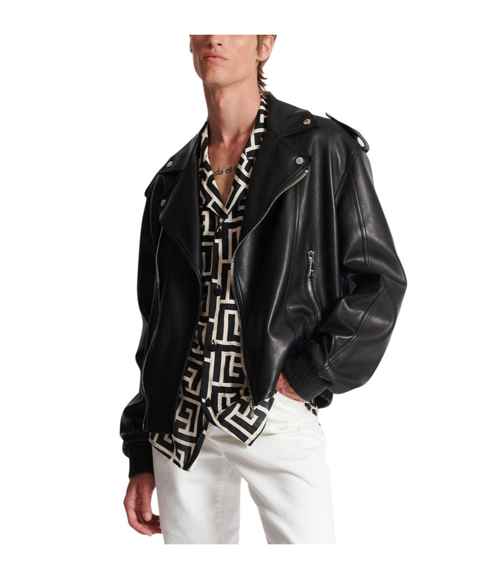 BALMAIN LONG SLEEVE LEATHER JACKET