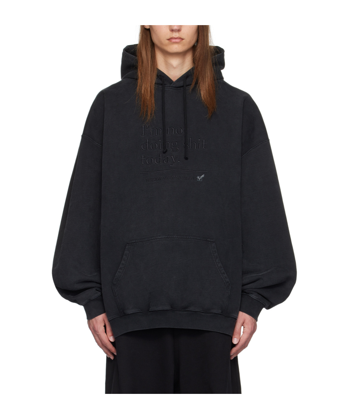 Vetements Drawstring Hood Hoodie In Black