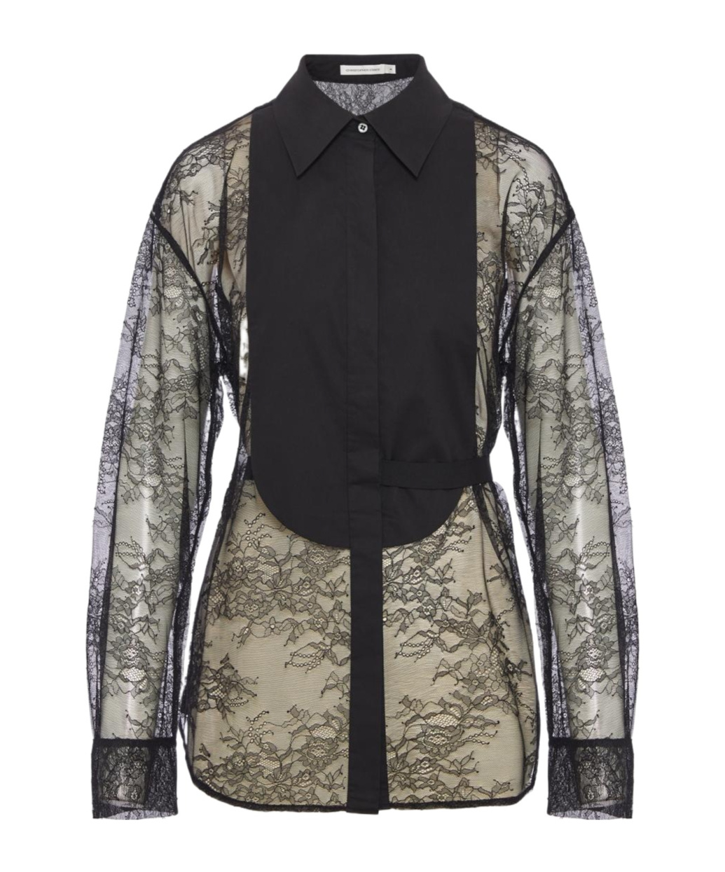 Christopher Esber Lace Tuxedo Shirt In Black