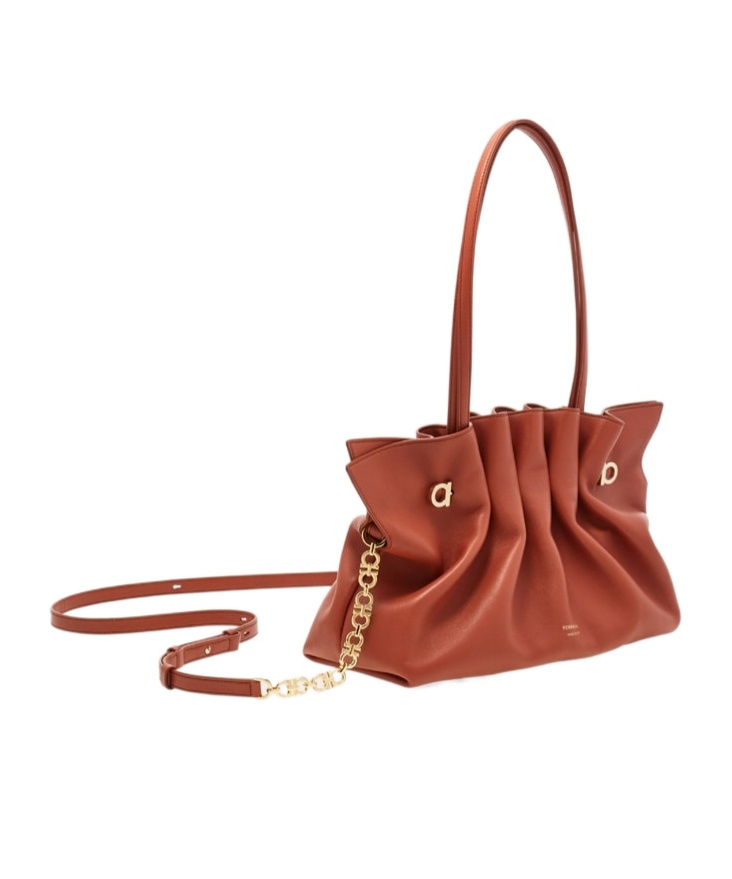 Ferragamo Medium Piercing Shoulder Bag (m) In Brick