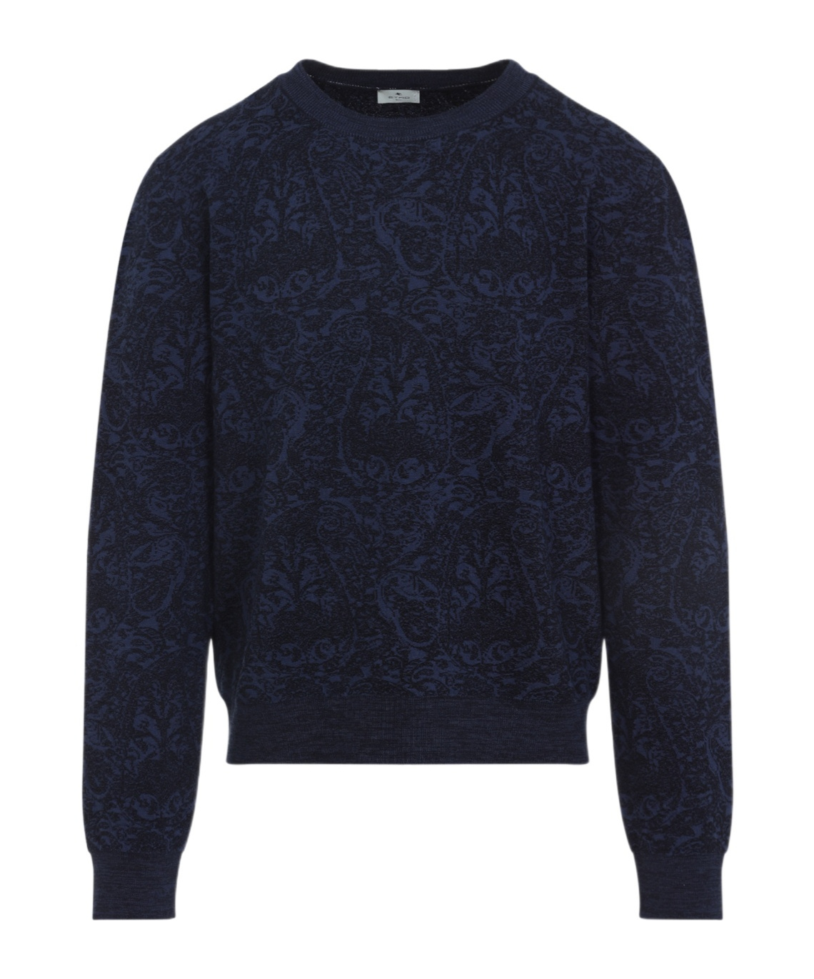 Etro Blue Sweater With Paisley Print In Cotton-wool Blend In Blue