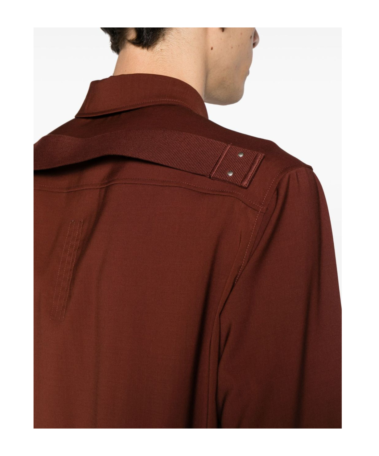 Rick Owens Long-sleeve Virgin-wool Shirt In Brown