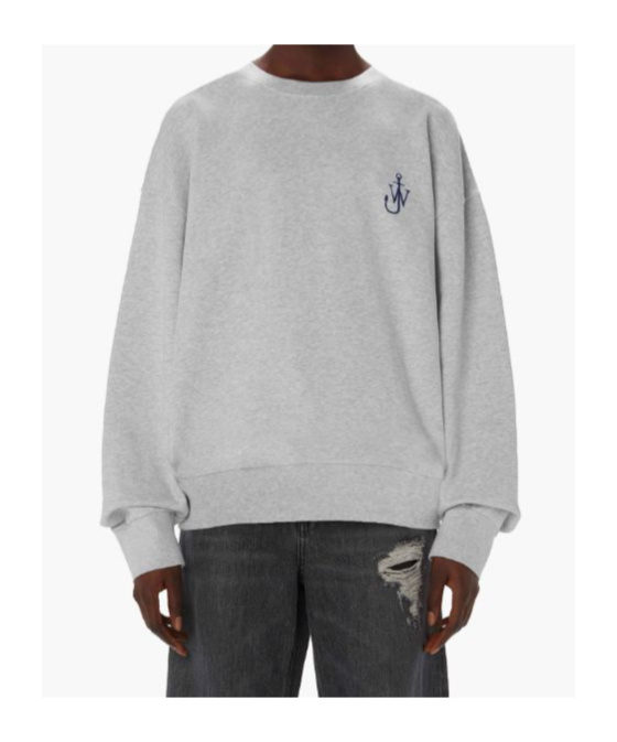 Jw Anderson Anchor Embroidery Back Print Sweatshirt In Gray