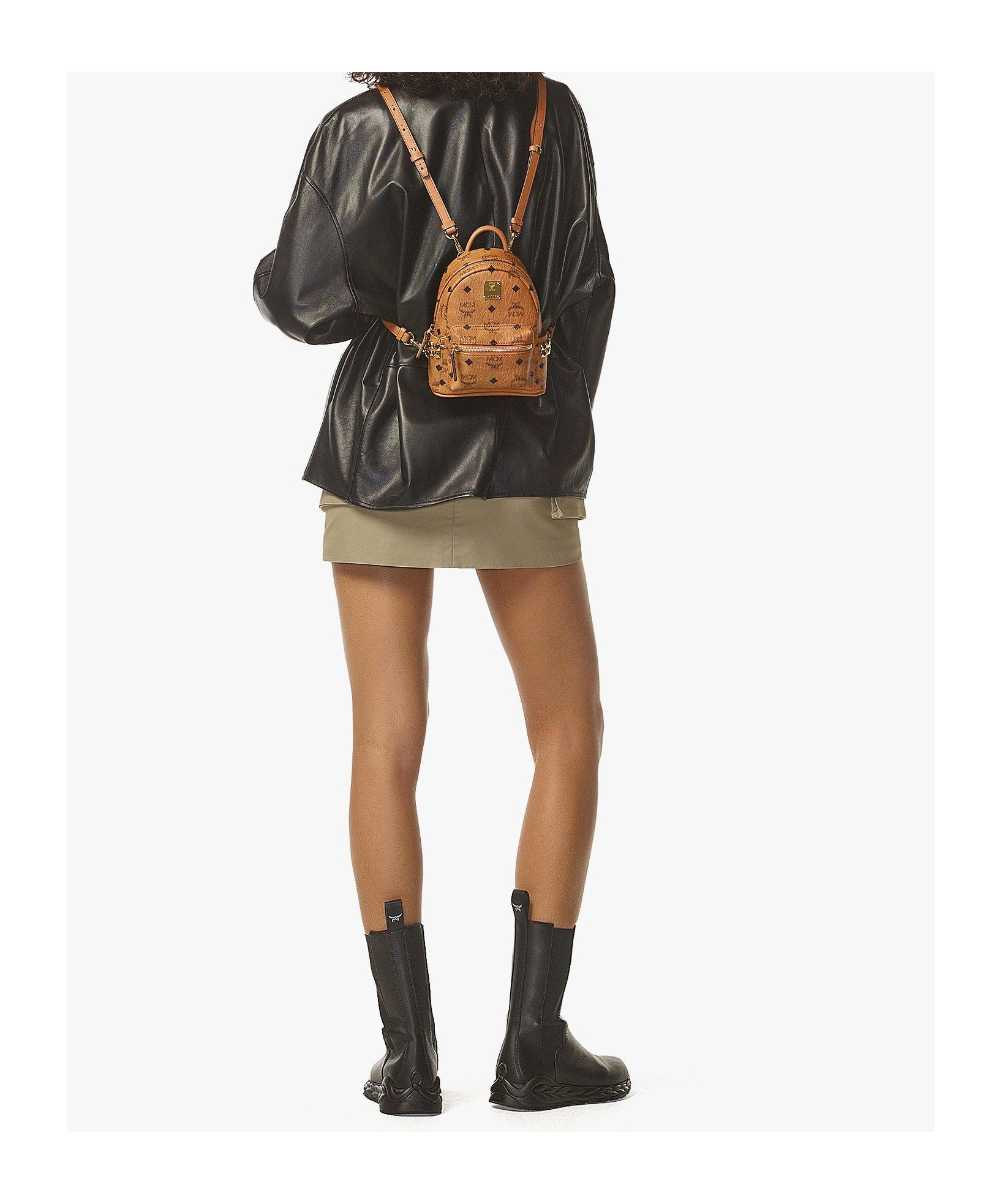 Mcm X-mini Stark Side Stud Convertible Backpack In Brown
