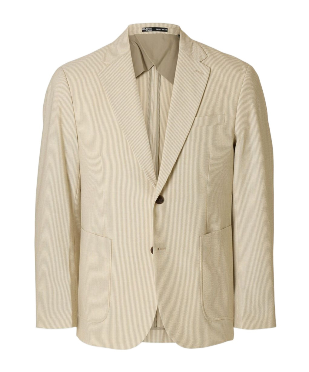 Selected Seersucker Blazer In Sand