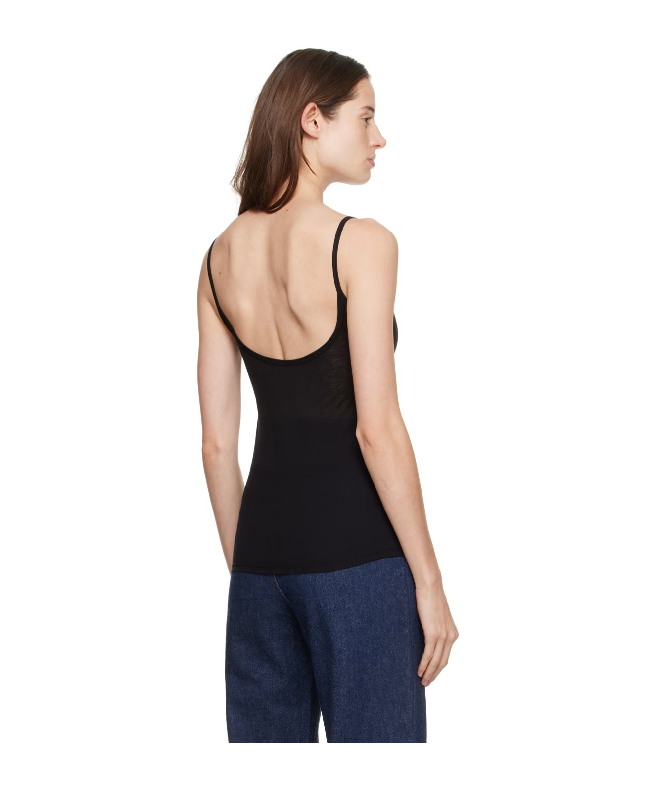 Shop Baserange Low Round Neck Vest In Black