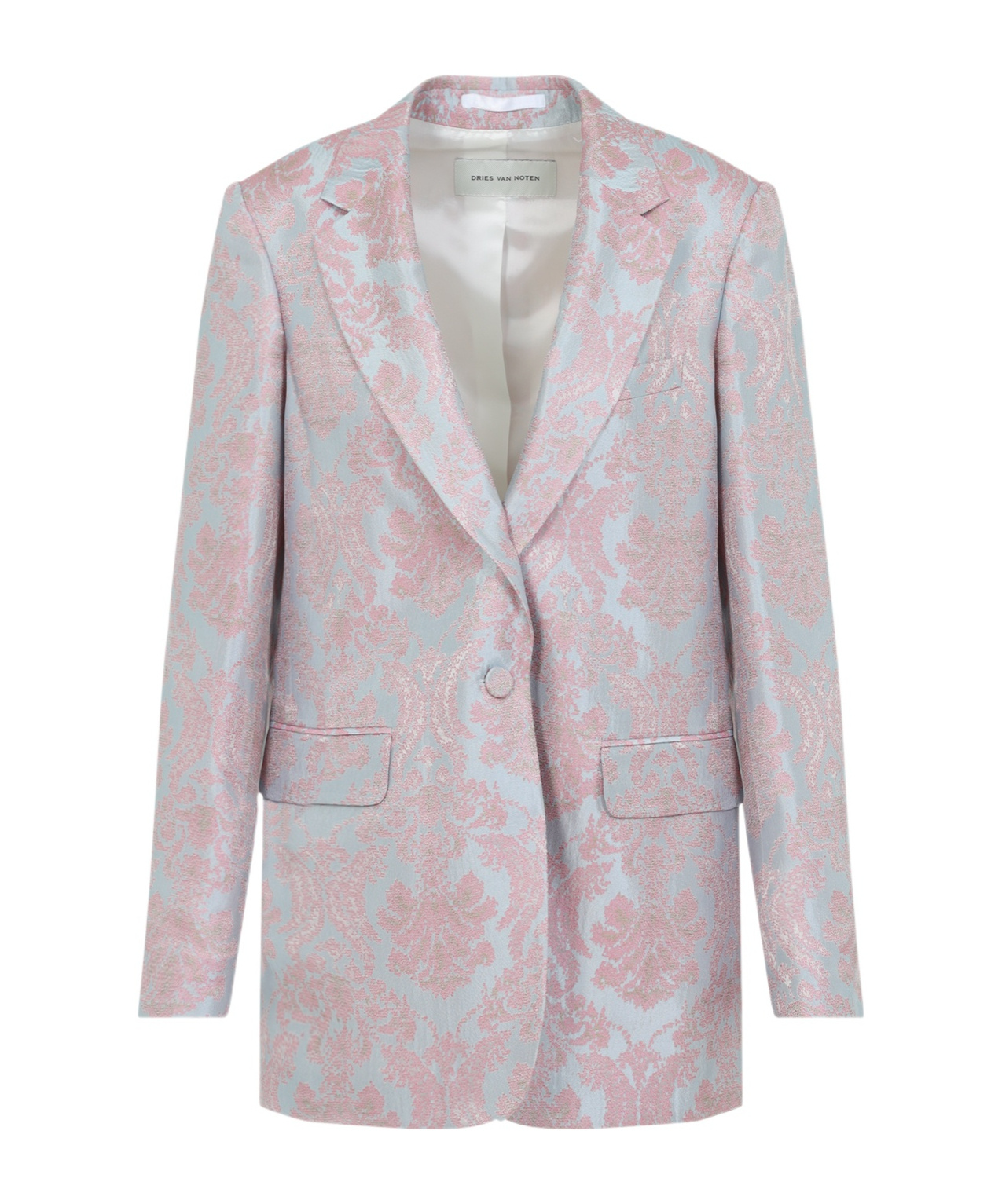 Dries Van Noten Tailored Blazer With Damask Pattern In Gray