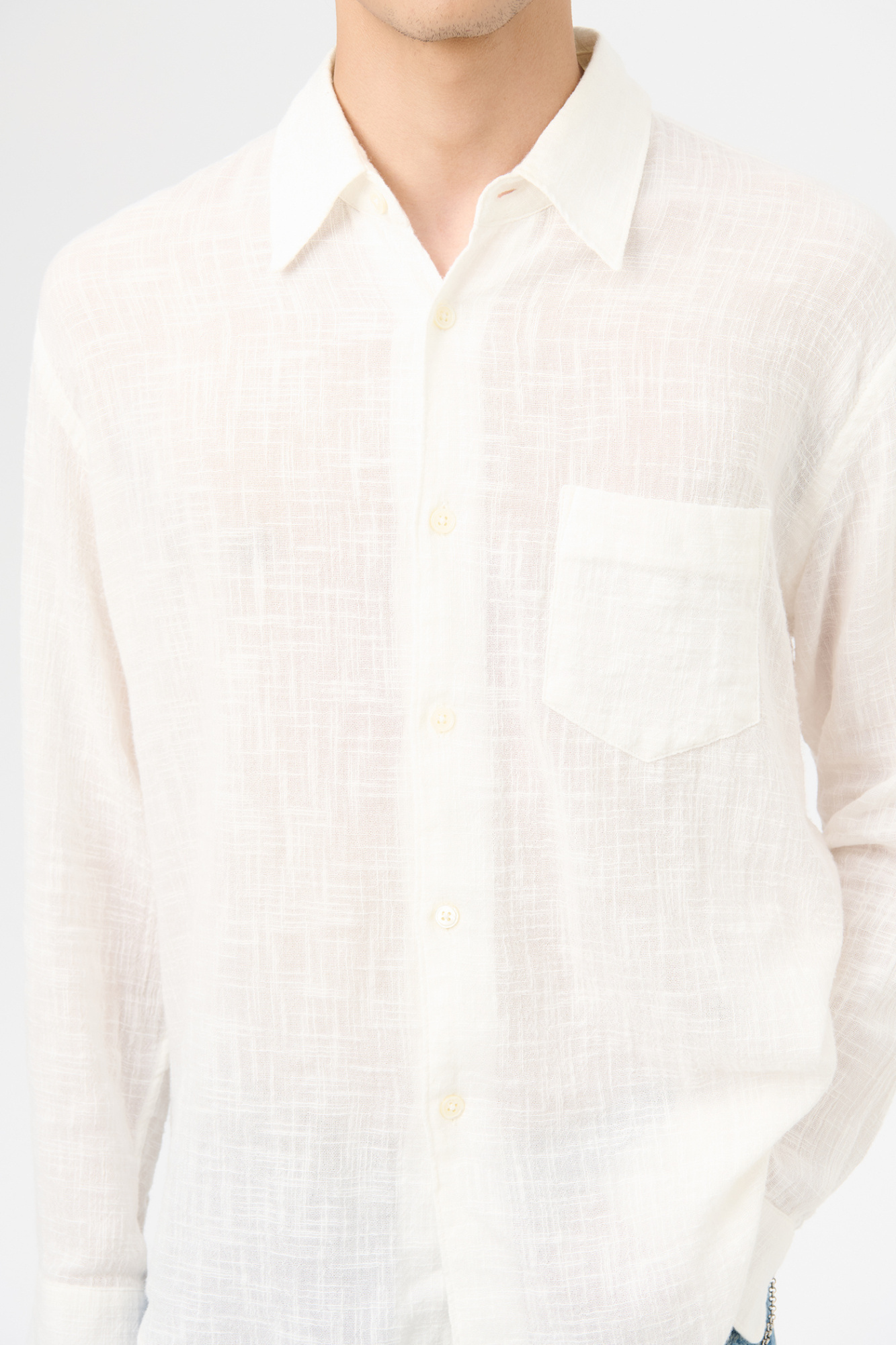 Our Legacy Off-white Coco Shirt With Point Collar And Mother Of Pearl Buttons In White