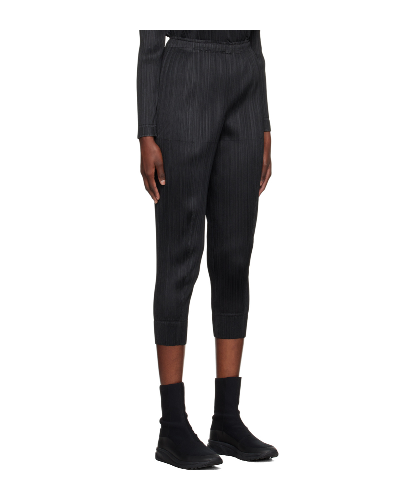 Shop Issey Miyake Monthly Colors September Tapered Trousers In Black