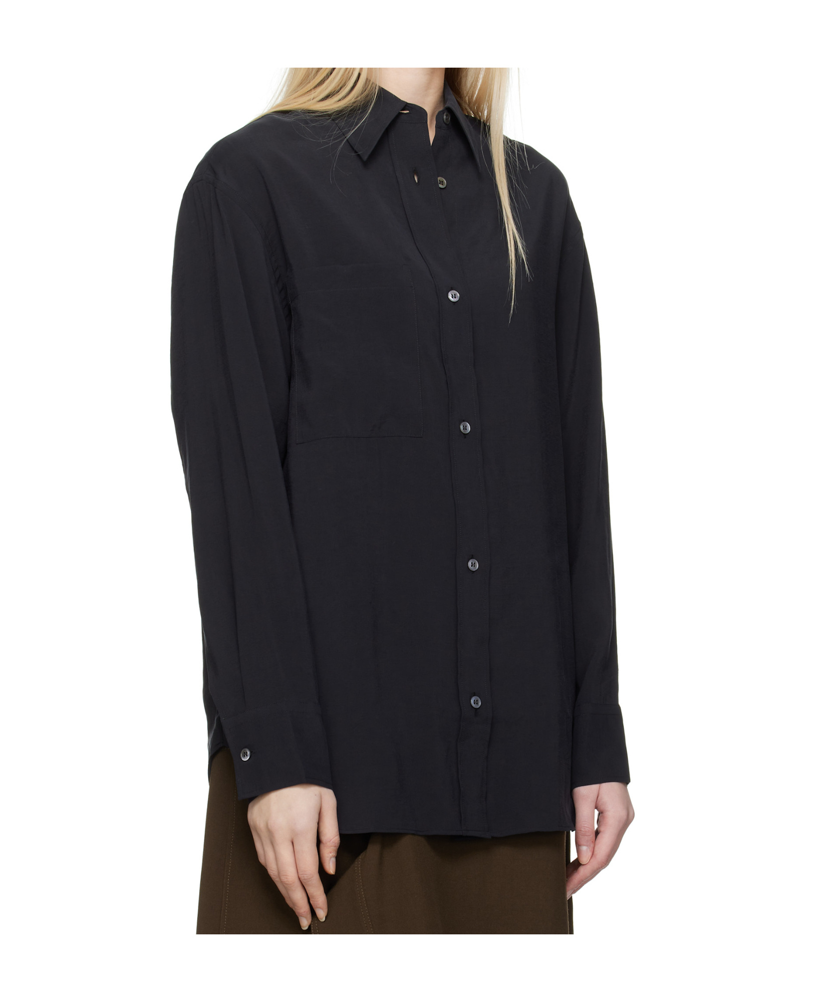 Studio Nicholson Lapel Short-sleeved Shirt In Black
