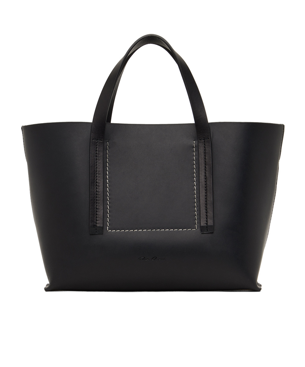 Rick Owens Mini Leather Tote Bag In Black