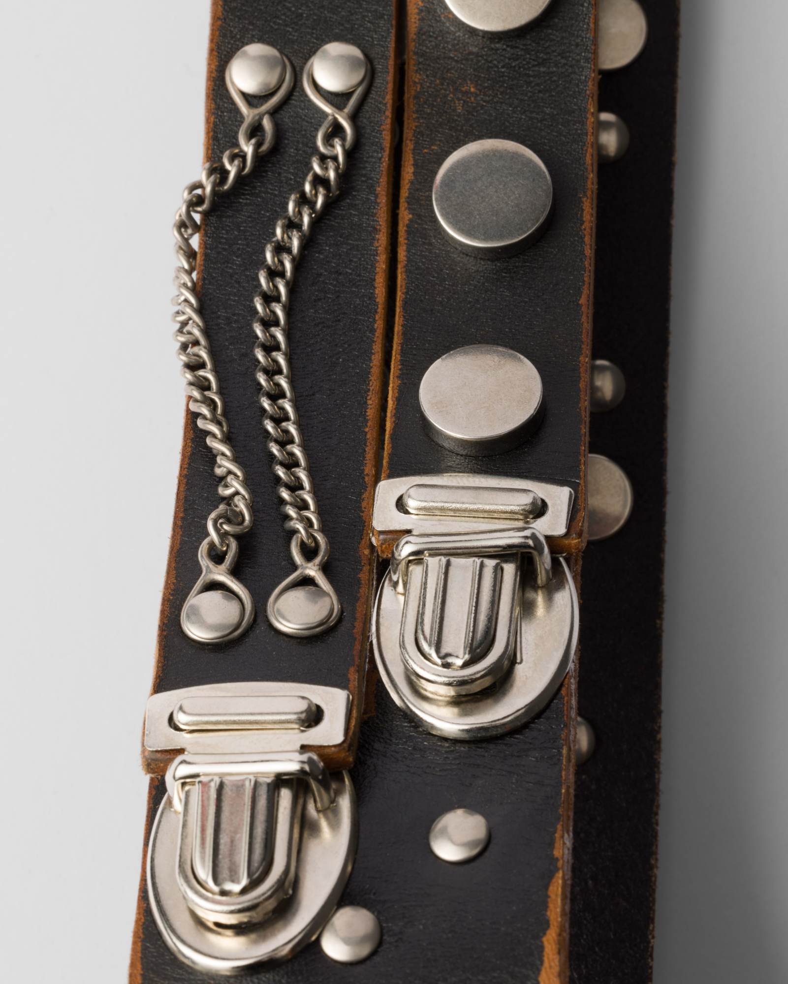Prada Studded Leather Belt In Black