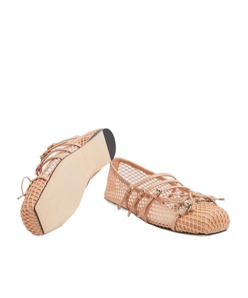 Gucci Horsebit Leather-trimmed Mesh Ballet Flats In Pink