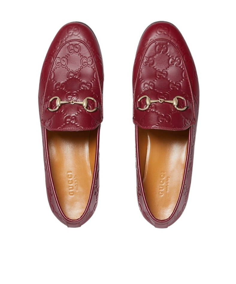 Gucci Leather Gg Jordaan Loafers For Women In Brown