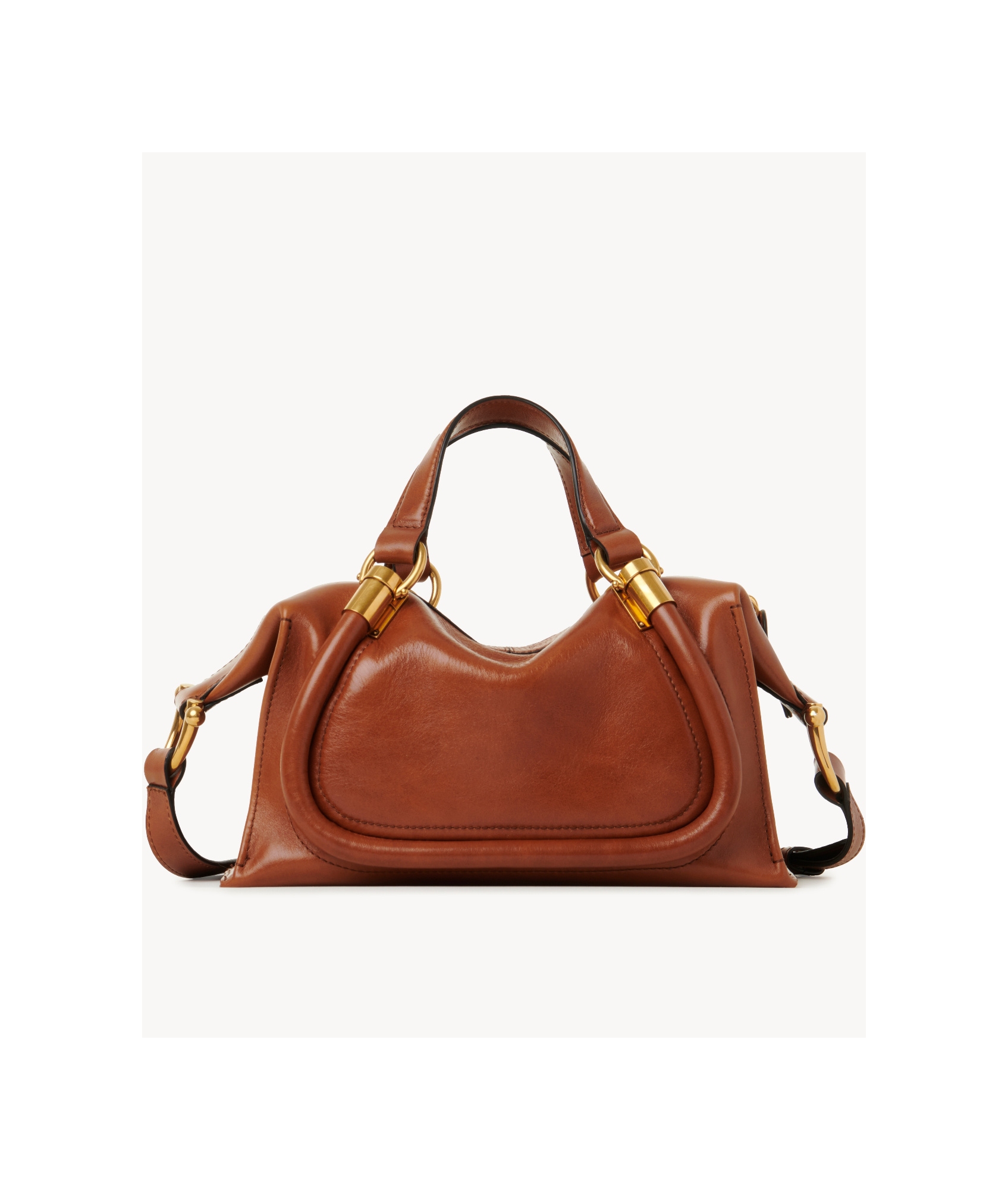 Chloé Small Paraty 24 Top Handle Bag In Shiny Leather In Brown