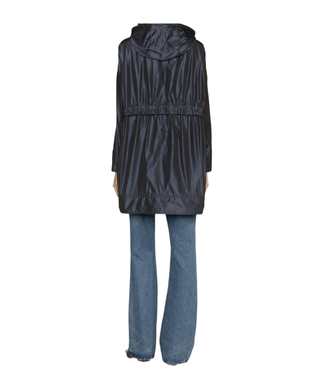 Herno Navy Blue Parka With Iridescent Effect And Slouchy Drawstring Hood In Black