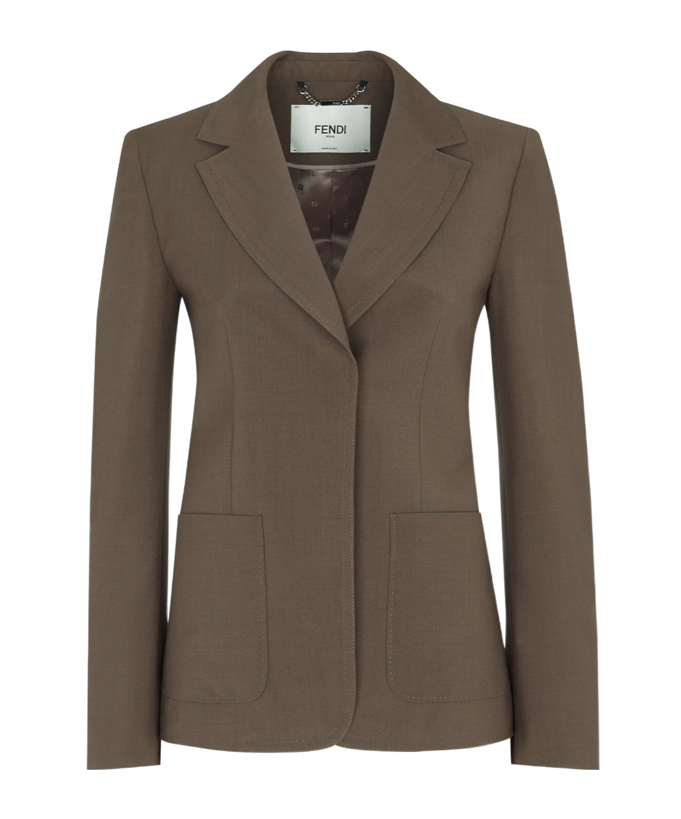 Fendi Wool Mohair Tailored Blazer Notched Collar In Brown