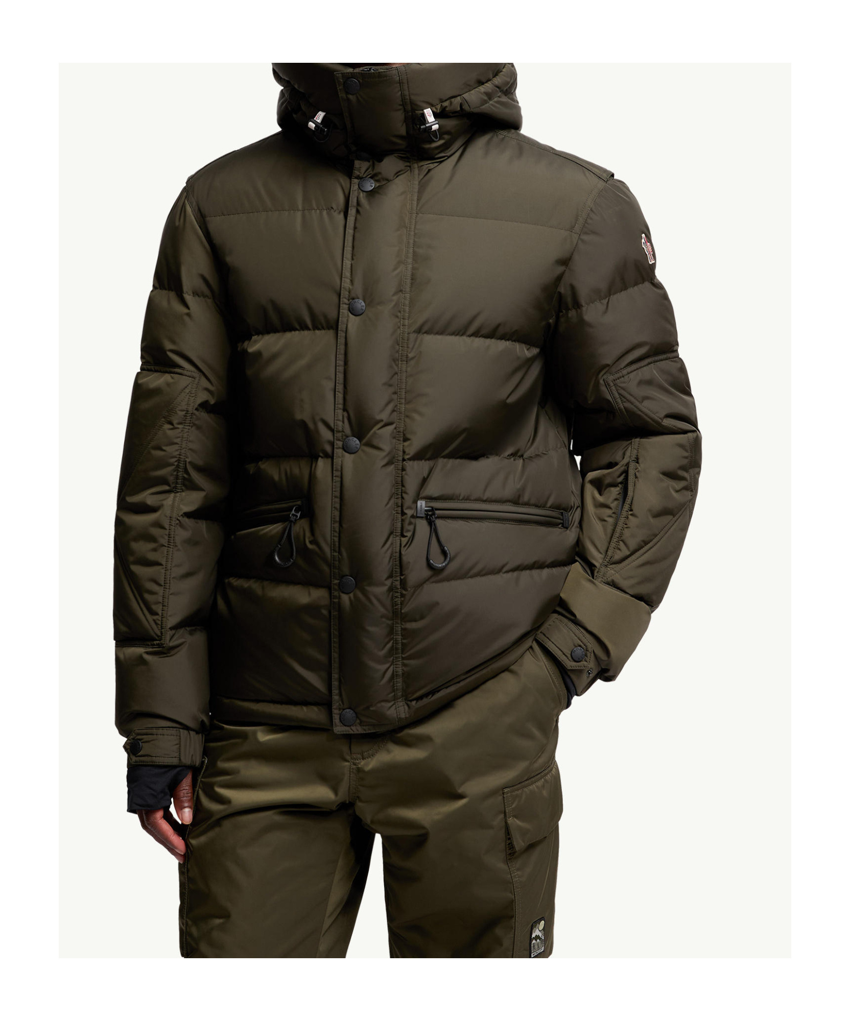 Moncler Down Ski Jacket Adjustable Hood In Green