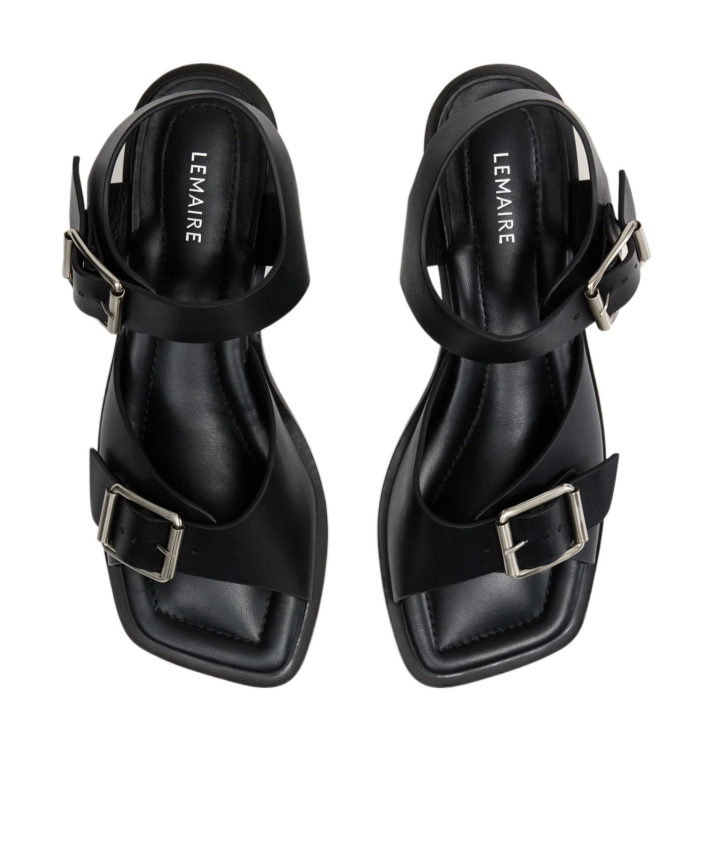 Lemaire Square Heeled Sandals With Straps 35 In Black