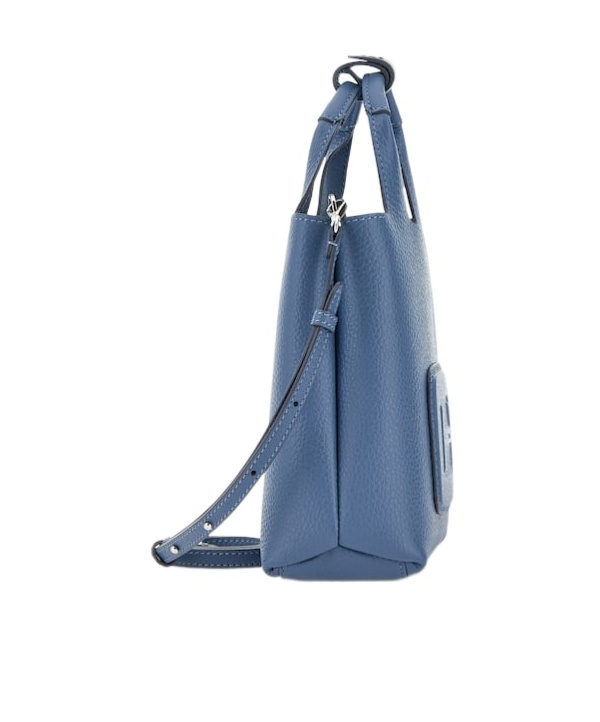 Hogan Small Leather Tote Bag With Structured Shape In Blue