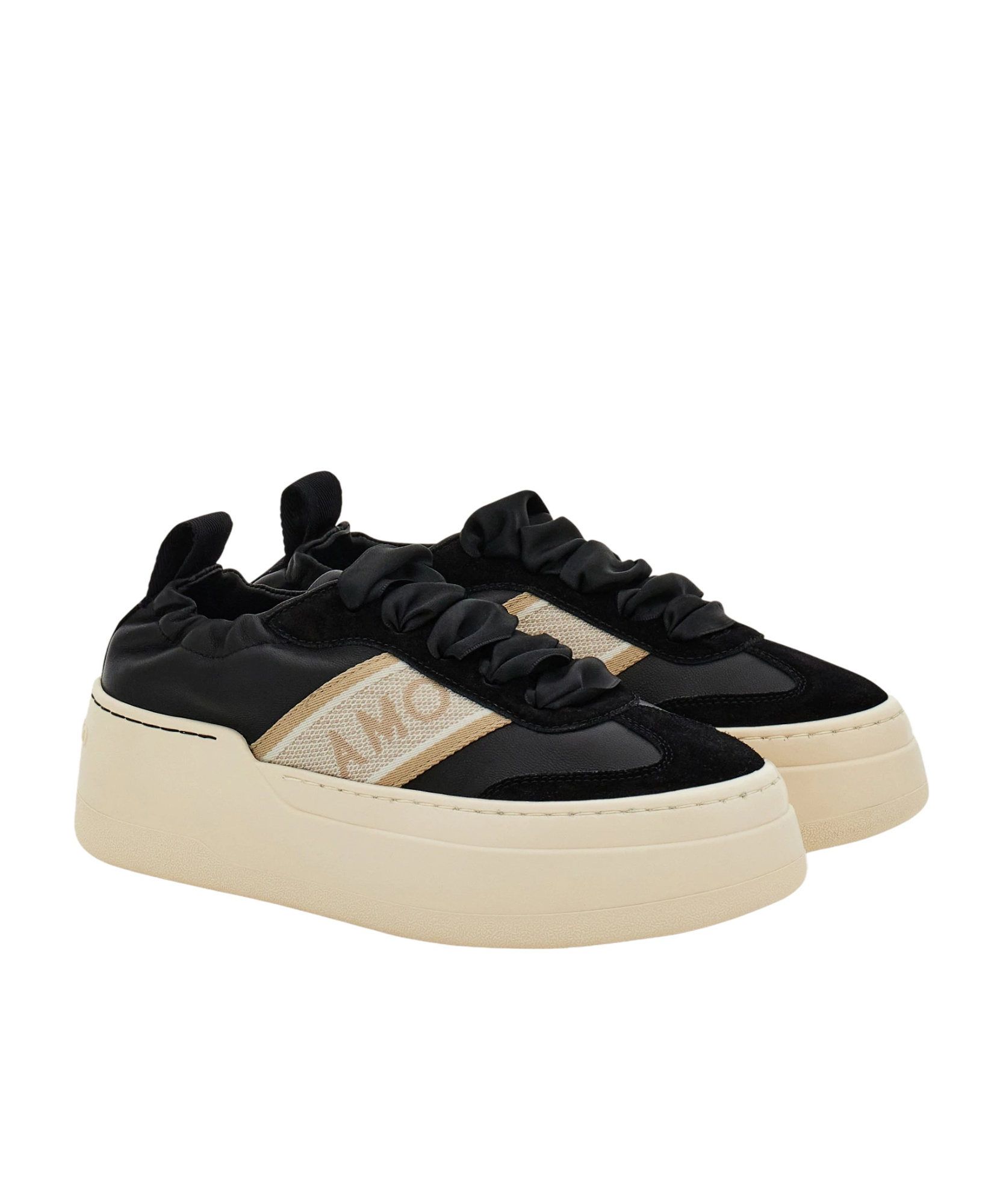 Ferragamo Black Sneakers With Platform Sole In Neutral