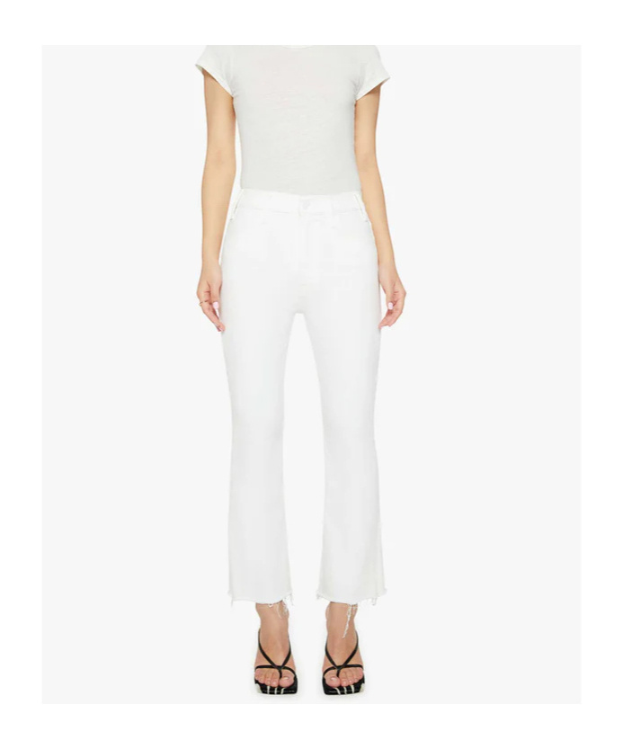 Mother Frayed Detail Trousers In White