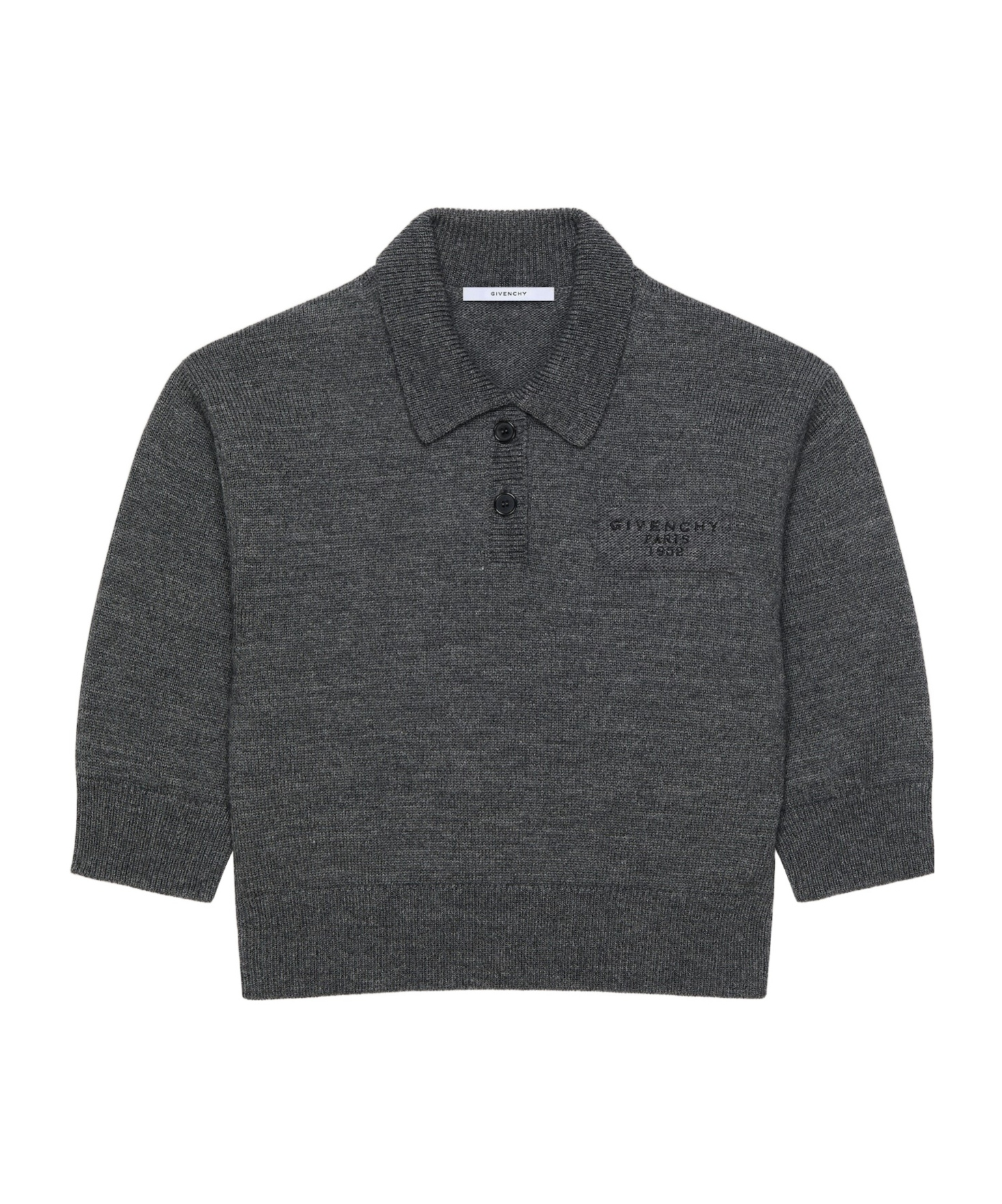 Givenchy Cropped Wool And Alpaca Polo Sweater In Gray