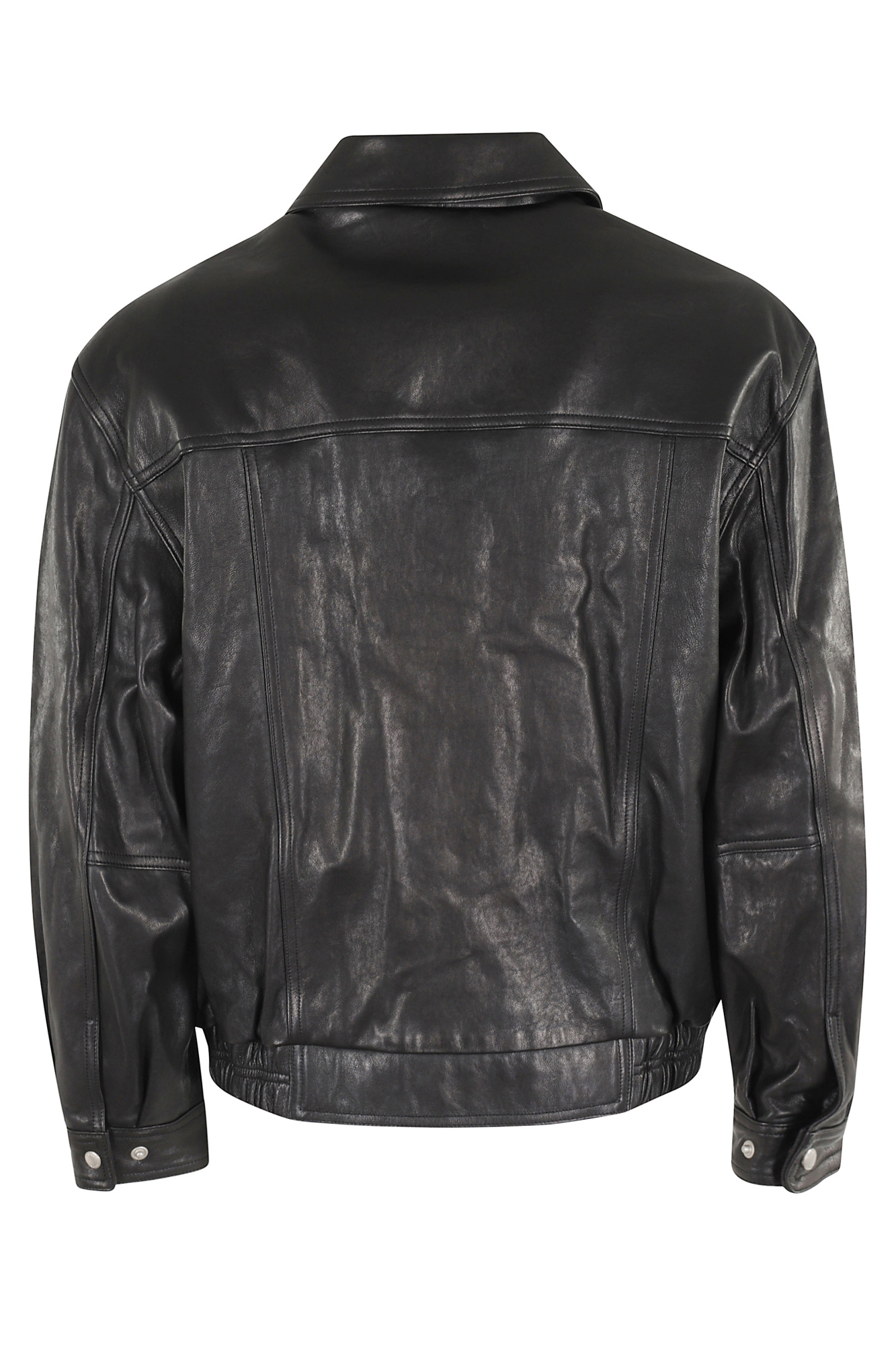 Dunst Unisex Oversized Vintage Leather Blouson Jacket Black In Black