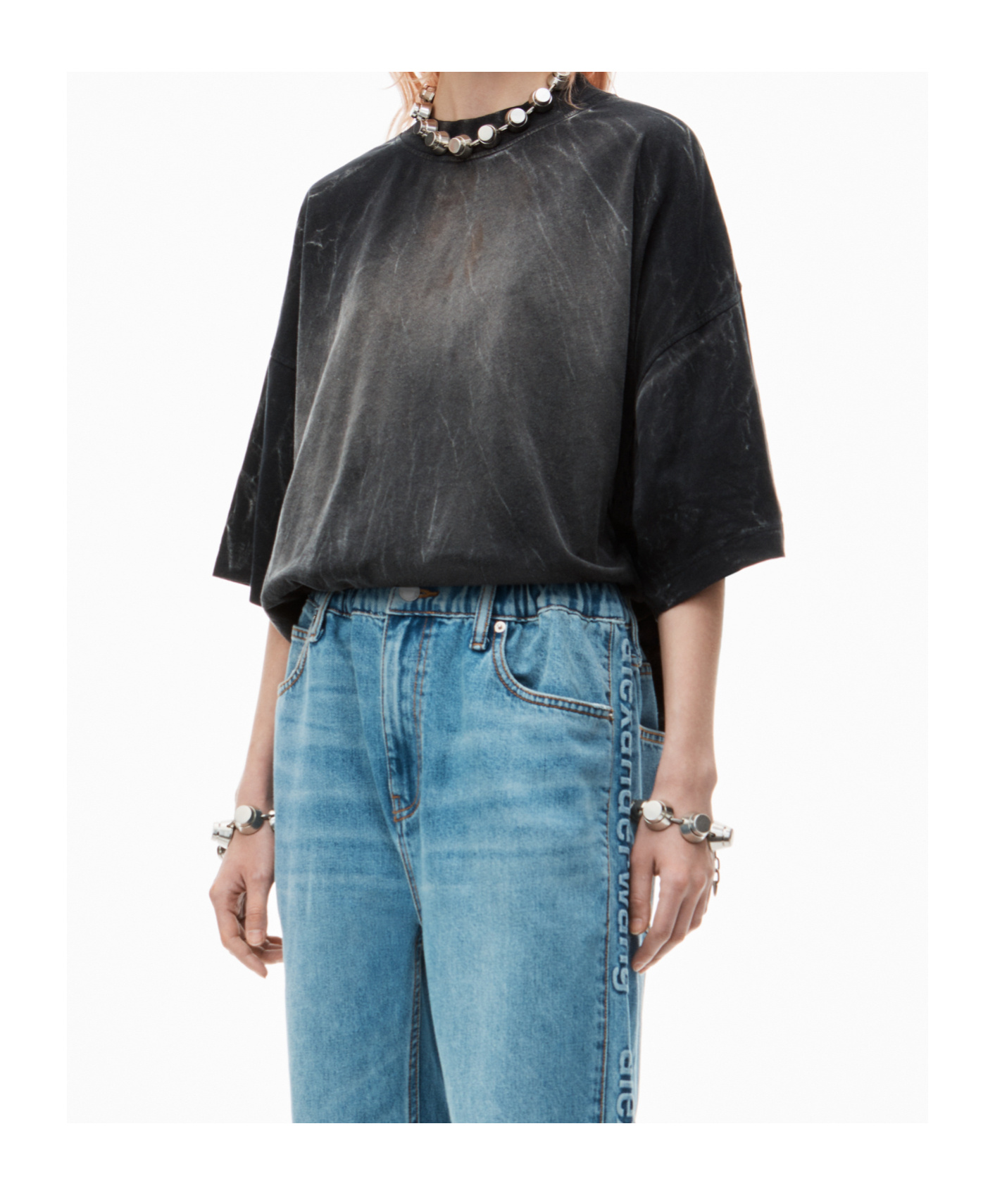 Shop Alexander Wang Logo-embossed Boyfriend Jeans In Blue